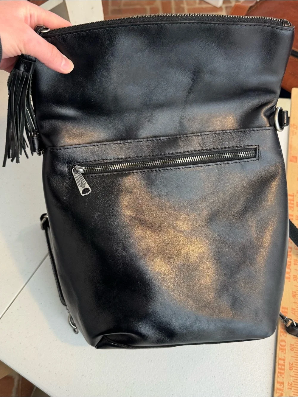 Patricia Nash‎ Luzille Heritage Black Leather Backpack Convertible Tote